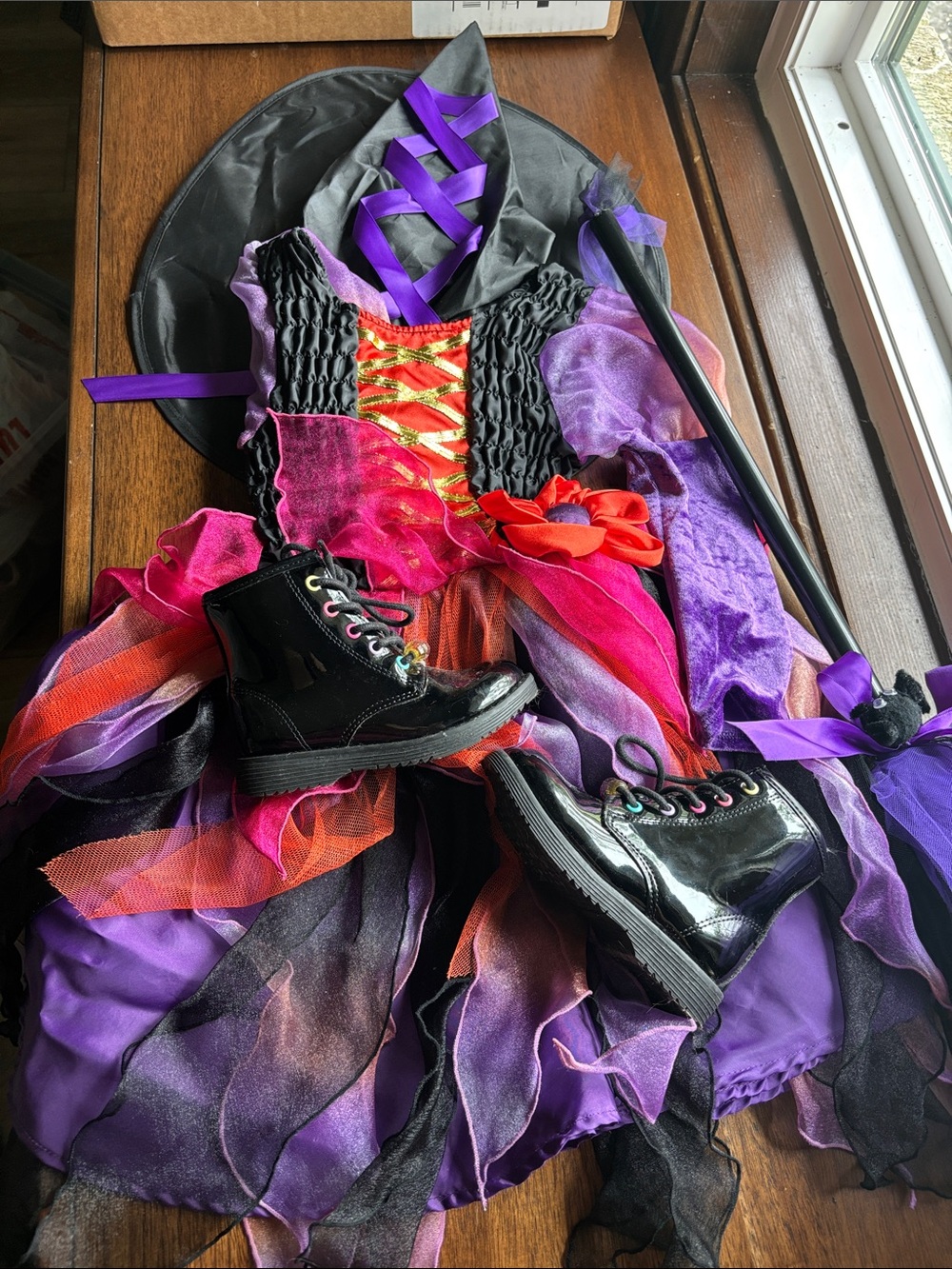 The Children's Place Purple, Pink & Orange Witch Costume with Hat and Wand